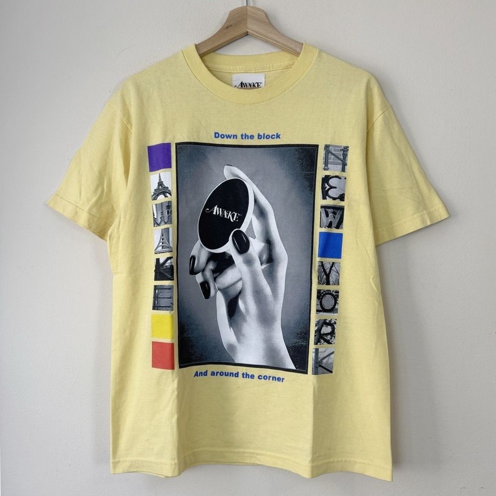 Awake NY T-Skate Art Yellow Tee Shirt - Medium